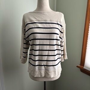 Lauren Ralph Lauren Cream and Black Striped Sweater